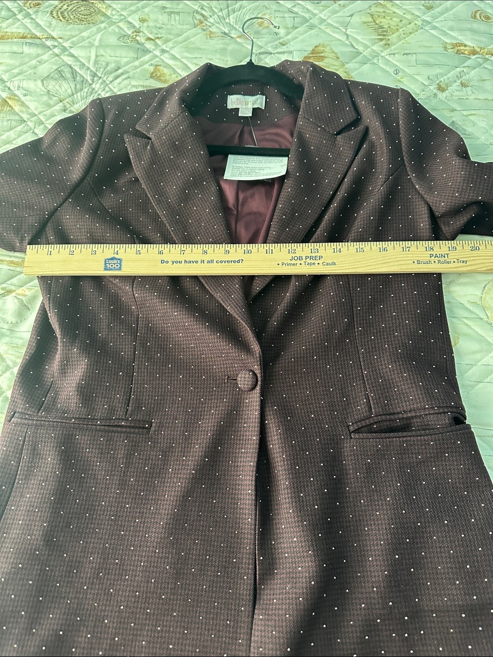 Belle by Kim Gravel Polka Dot sparkling Burgundy Women's Blazer Jacket Size S - Picture 9 of 11